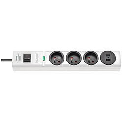 Brennenstuhl Bloc de 3 prises et 2 prises chargeurs USB blanc avec parasurtenseur 19500 A