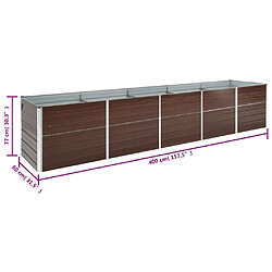 vidaXL Lit surélevé de jardin Acier galvanisé 400x80x77 cm Marron pas cher