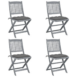 Maison Chic Lot de 4 Chaises pliables d'extérieur avec coussins | chaises de jardin | Fauteuil Relax Bois d'acacia -GKD21750