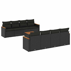 Maison Chic Salon de jardin 9 pcs avec coussins | Ensemble de Table et chaises | Mobilier d'Extérieur noir résine tressée -GKD22277