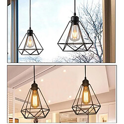 Stoex Suspension Cage forme Diamant Contemporain Lampe Plafonnier Corde Ajustable Luminaire Lustre pour Cuisine Couloir