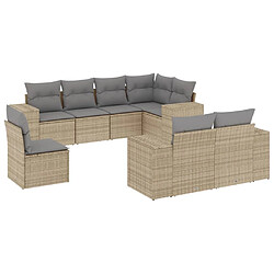 vidaXL Salon de jardin avec coussins 8 pcs beige résine tressée