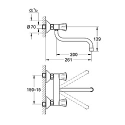 Mitigeur évier mural chromé - 31187001 - GROHE