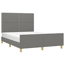 Avis Maison Chic Lit adulte - Cadre Structure de lit avec tête de lit Contemporain Gris foncé 140x190 cm Tissu -MN71869