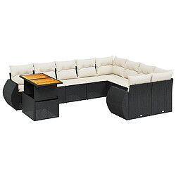 Maison Chic Salon de jardin 10 pcs avec coussins, Ensemble Tables et chaises d'extérieur noir résine tressée -GKD360318