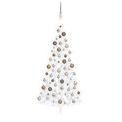 vidaXL Demi-arbre de Noël artificiel pré-éclairé et boules blanc 180cm