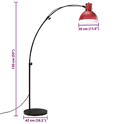 vidaXL Lampadaire 25 W rouge délavé 150 cm E27 pas cher