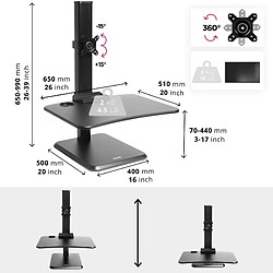 Avis Duronic DM05D14 Station de Travail Assis-Debout de 65 cm pour écran – Hauteur Ajustable pour Travailler Assis et Debout