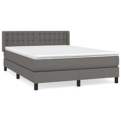 vidaXL Sommier à lattes de lit avec matelas Gris 140x200 cm Similicuir