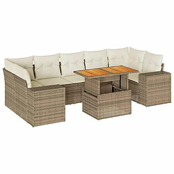 vidaXL Salon de jardin avec coussins 8 pcs beige résine tressée