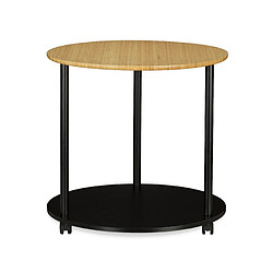 Helloshop26 Table d'appoint ronde sur roulettes diamètre 60 cm bois et noir 13_0002658