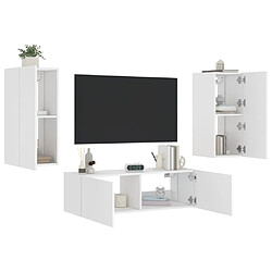 vidaXL Meuble TV muraux 3 pcs avec lumières LED blanc