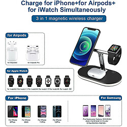 Chrono Chargeur sans fil Support de chargeur sans fil magnétique 3 en 1 Station d'accueil de charge rapide 15 W Compatible avec chargeur MagSafe/iPhone 12/12 Pro/12 Pro Max/12 mini/AirPod 2/Pro/Apple Watch 6/5/4/3/2/SE ,(noir)