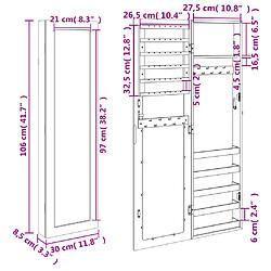 vidaXL Armoire à bijoux avec miroir murale blanc 30x8,5x106 cm pas cher