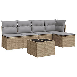 vidaXL Salon de jardin avec coussins 6 pcs beige résine tressée