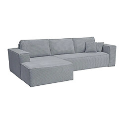 Avis Vente-Unique Canapé d'angle gauche convertible express en velours côtelé gris clair - Couchage 140 cm - Matelas 14 cm AMELIA II