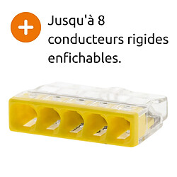 Lot de 10 bornes S2273 - Connexion rapide - 5 conducteurs - fils rigides 2.5mm² - transparent - Wago pas cher