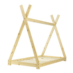 Lit de Tipi pour Enfant Onejda Bois Naturel 200 x 90 cm [en.casa] pas cher