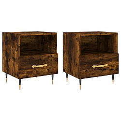 Maison Chic Lot de 2 Tables de chevet - Tables de Nuit chêne fumé 40x35x47,5cm bois d’ingénierie