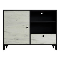 Acheter Pegane Buffet en mélamine coloris noir et blanc - Longueur 110 x profondeur 40 x hauteur 83 cm