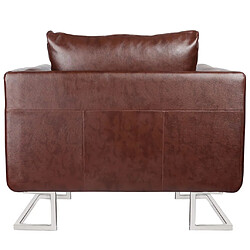 Avis Maison Chic Fauteuil relax,Chair cube avec pieds chromés Marron Similicuir -MN96983