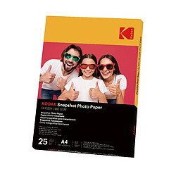 KODAK Papiers Photo Instantanés - Pack de 25 feuilles de papier photo - Format 21 x 29.7 cm (A4) - Finition brillante - 180 gsm - Compatible avec imprimantes jet d'encre" - Blanc