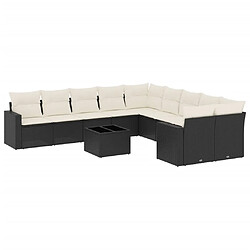 vidaXL Salon de jardin 11 pcs avec coussins noir résine tressée