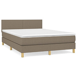 Maison Chic Lit adulte- Lit + matelas,Sommier à lattes de lit avec matelas Taupe 140x190 cm Tissu -GKD78701