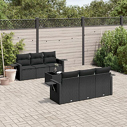 Maison Chic Salon de jardin 7 pcs avec coussins | Ensemble de Table et chaises | Mobilier d'Extérieur noir résine tressée -GKD46352