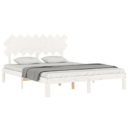 Acheter Maison Chic Lit adulte - Cadre Structure de lit avec tête de lit Contemporain blanc 160x200 cm bois massif -MN58858