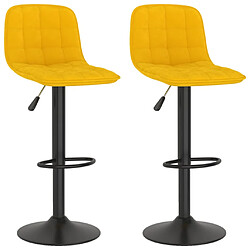 vidaXL Tabourets de bar lot de 2 Jaune Velours