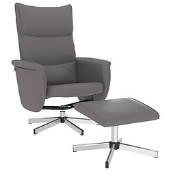 vidaXL Fauteuil inclinable avec repose-pied gris similicuir