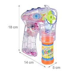 Avis Relaxdays Pistolet à bulles enfant machine à bulles savon canon à bulles lumière LED set de 2, transparent