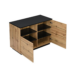 Acheter Vente-Unique Ilot central de cuisine avec 2 portes et 1 niche en MDF - Naturel et noir - CORELINA