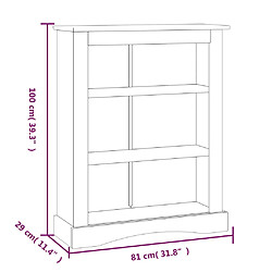 vidaXL Bibliothèque 3 niveaux Corona Pin mexicain Gris 81x29x100 cm pas cher