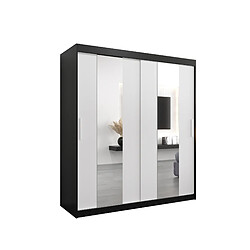 Abiks Meble Armoire Pole à portes coulissantes 200/180/62 2 portes (noir/blanc)