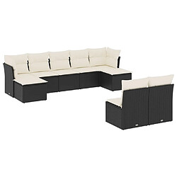 Maison Chic Ensemble Tables et chaises d'extérieur 9 pcs avec coussins,Salon de jardin noir résine tressée -GKD834209