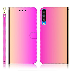 Wewoo Housse Coque Etui à rabat horizontal en surface imitation miroir pour Galaxy A50 avec fentes cartes et porte-cartes ainsi que portefeuille et lanière dégradé de couleur