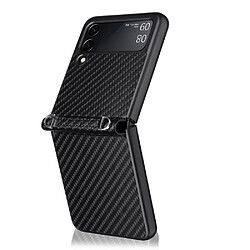 Coque en TPU + PU texture en fibre de carbone avec lanière noir pour votre Samsung Galaxy Z Flip3 5G