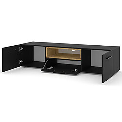 Bestmobilier Leolio - meuble tv - noir et bois - 151 cm