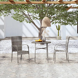 Salle à manger de jardin 3 pcs,Table et chaise à dîner Résine tressée Gris -MN64087