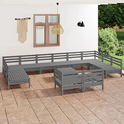 Maison Chic Salon de jardin 13 pcs - Table et chaises d'extérieur - Mobilier/Meubles de jardin Moderne Gris Bois de pin massif -MN62496