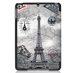 Etui en PU support triple motif imprimé tour eiffel et carte pour votre Apple iPad mini (2019)