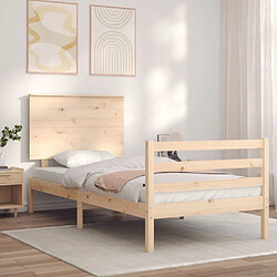 Maison Chic Cadre/structure de lit avec tête de lit pour adulte - Lit Moderne Chambre petit simple bois massif -MN98233