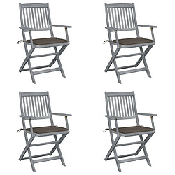 vidaXL Chaises pliables d'extérieur 4 pcs avec coussins Bois d'acacia