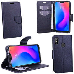 Htdmobiles Housse etui portefeuille pour Xiaomi Mi A2 Lite + film ecran - NOIR / NOIR