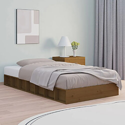 vidaXL Cadre de lit sans matelas marron miel 75x190 cm bois massif 