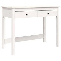 Helloshop26 Bureau table poste de travail meuble d'ordinateur informatique étude avec tiroirs 100 x 50 x 78 cm bois massif de pin blanc 02_0023464