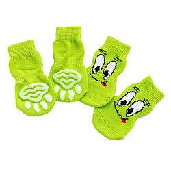 Acheter 4 Chaussettes De Chien De Chiot De Chat Mignon De Compagnie Anti-dérapant Protecteur De Patte M Yeux Verts