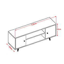 Acheter Toilinux Meuble TV design Samy - L. 120 x H. 50 cm - Blanc et gris foncé